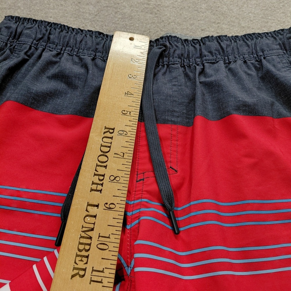 Hurley Men Swimwear L Red Blue Lined Swim Trunk Striped Board Shorts 7.5" Inseam - Picture 7 of 10